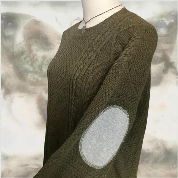 Oversized khaki green BDG indie knit fall sweater - Picture 4 of 8